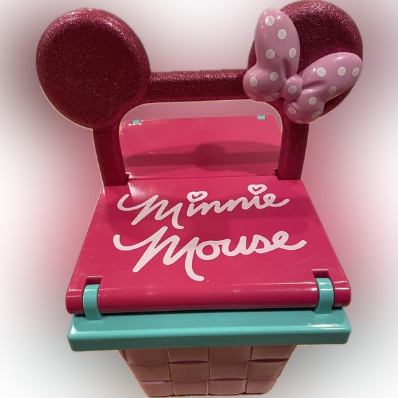 Toys Disney Minnie Mouse Pink Picnic Basket Glittery Ears And Handle